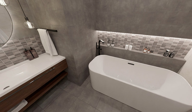 Цементные стены в ванной