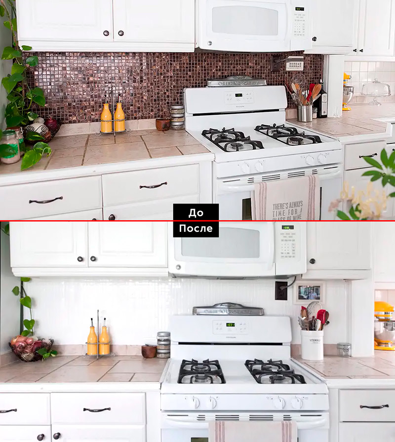 Обновление плитки на кухне - до и после - 1